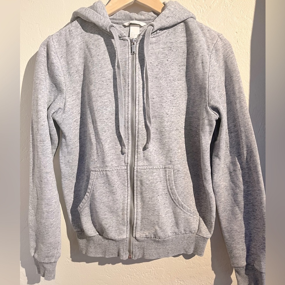 H&M basic hoodie heathered grey size small